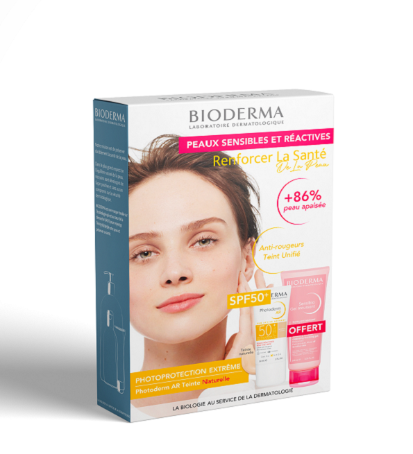 BIODERMA PACK PEAUX SENSIBLE ET REACTIVES PHOTODERM AR SPF50 30ML + SENSIBIO GEL MOUSSANT 100ML