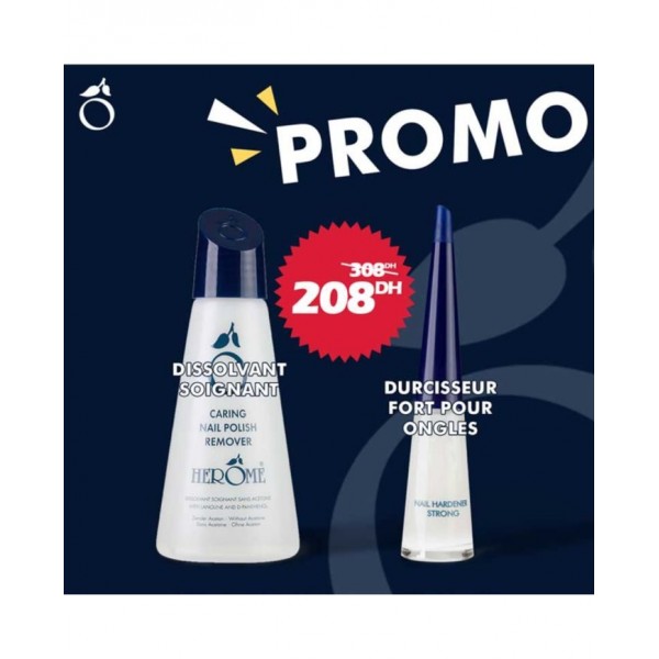 HEROME PACK DISSOLVANT SOIGNANT 120ML + DURCISSEUR FORT POUR ONGLES 10ML
