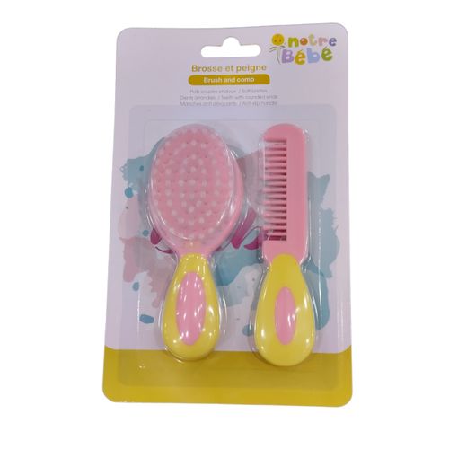 NOTRE BEBE BROSSE ET PEIGNE ROSE REF BD056-2