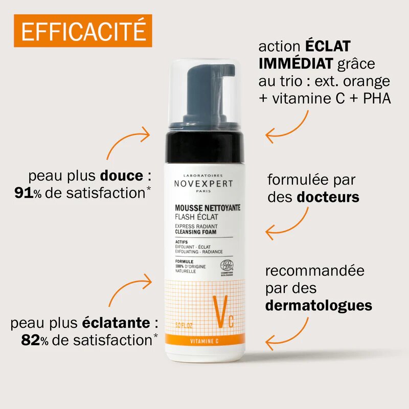 NOVEXPERT FLASH ECLAT MOUSSE NETTOYANTE 150ML