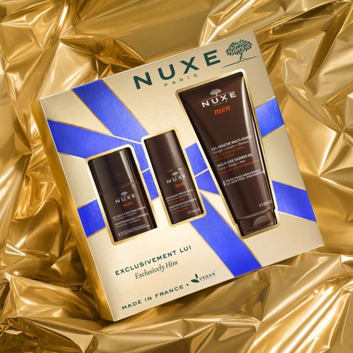 NUXE COFFRET MEN EXCLUSIVEMENT LUI GEL DOUCHE MULTI-USAGES 200ML + GEL MULTI-FONCTIONS HYDRATANT 50ML + DÉODORANT PROTECTION 24H 50ML