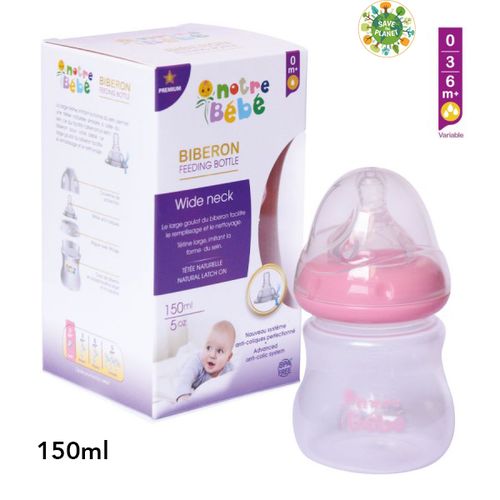 NOTRE BEBE BIBERON PREMIUM +0MOIS WIDE NECK 150ML REF NB188